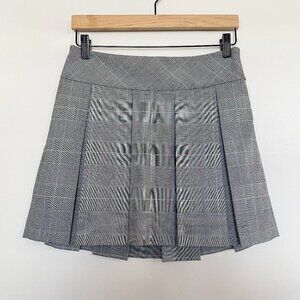 Vintage Y2K Express Plaid Pleated Mini Skirt Sz 0 XS Black White Academia